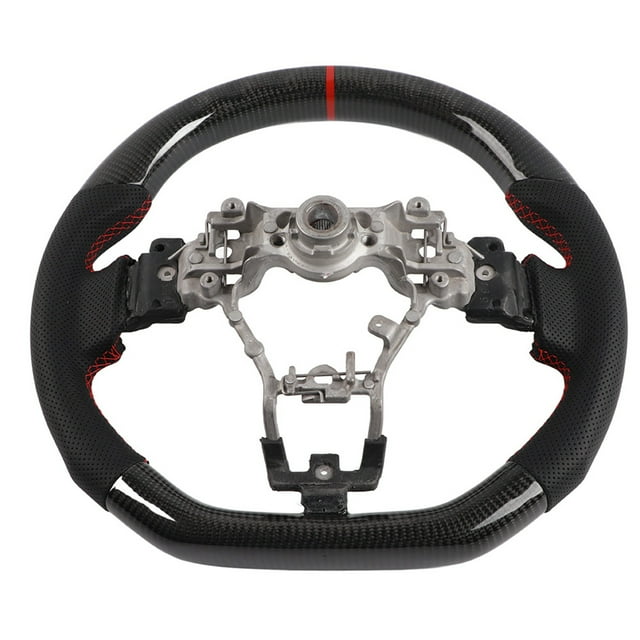 Volant en Fibre de Carbone Cuir Nappa Préforé avec Coutures Rouges pour Subaru WRX/STI 2015