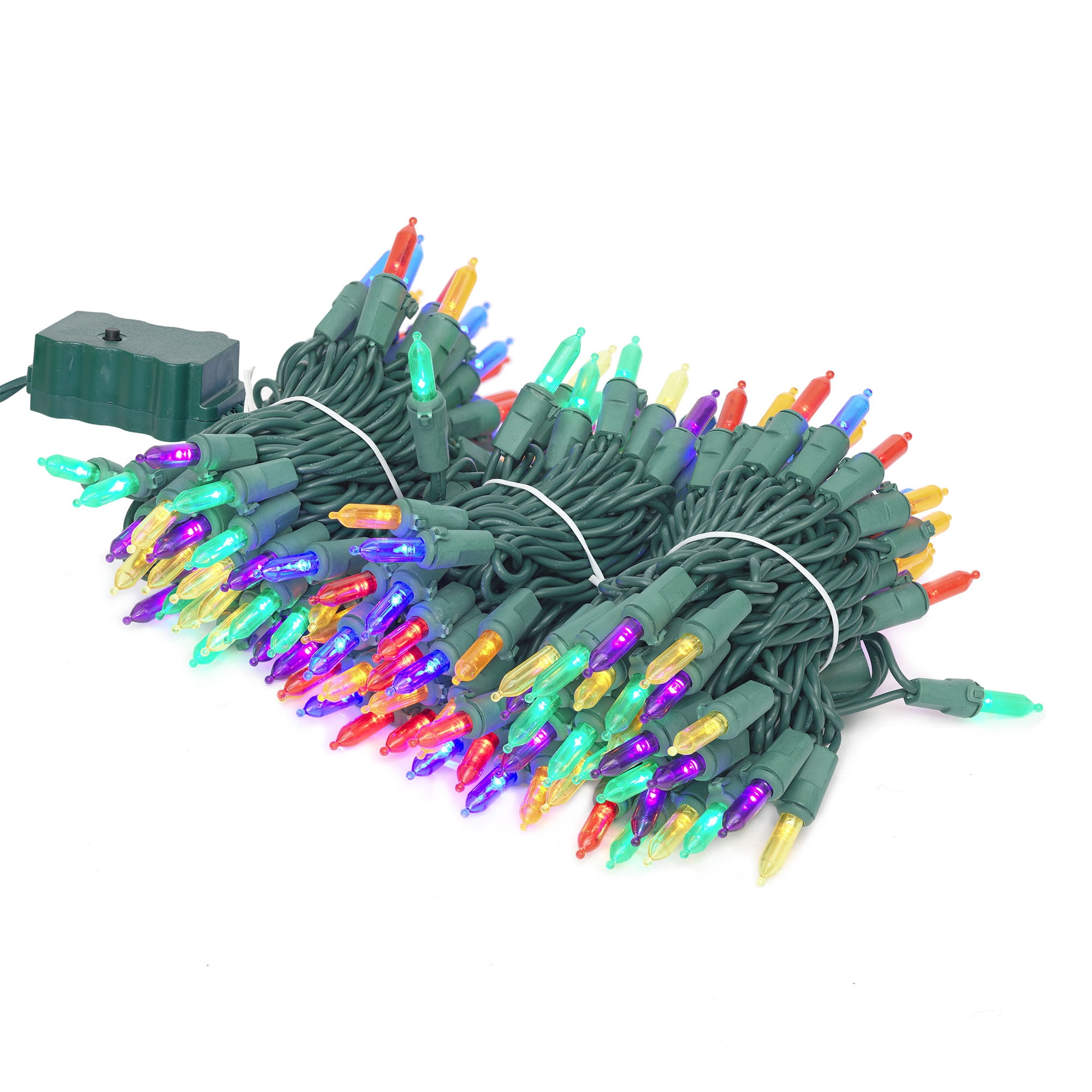 Indoor/Outdoor 200-Count LED 8 Function-Sync Mini Christmas Lights, Multicolor, 41.1', Holiday Time
