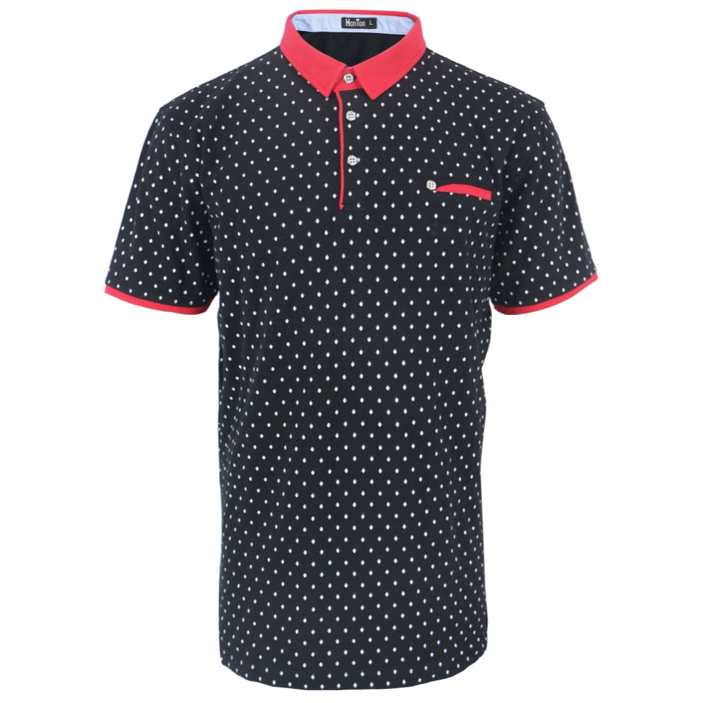 Men's Diamond Printed Slim Fit Sports Casual Golf Polo TShirts