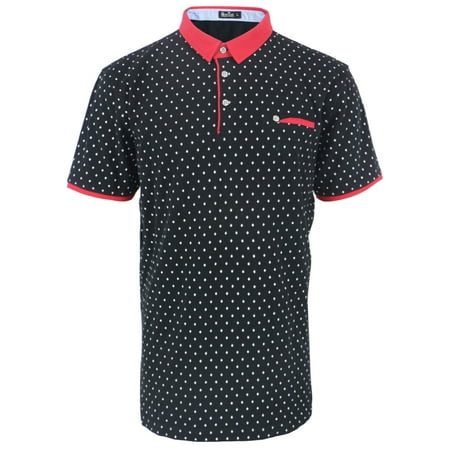 Men's Diamond Printed Slim Fit Sports Casual Golf Polo