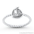 thumbnail image 1 of Sailing Yacht / Sailboat Nautical Charm Stackable Ring in Oxidized .925 Sterling Silver, 1 of 1
