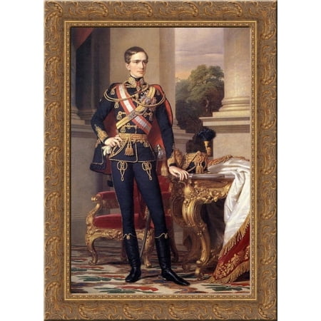 Portrait of Emperor Franz Joseph I 24x18 Gold Ornate Wood Framed Canvas Art by Miklos Barabas