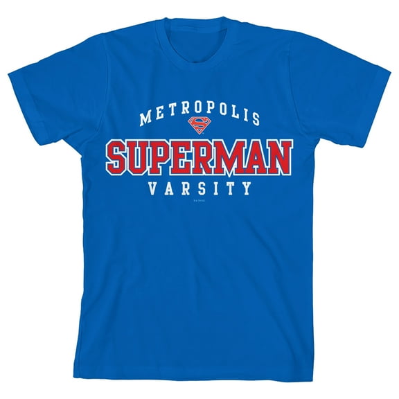 Superman Metropolis Superman Varsity Crew Neck Short Sleeve Royal Blue Boy's T-shirt
-Medium