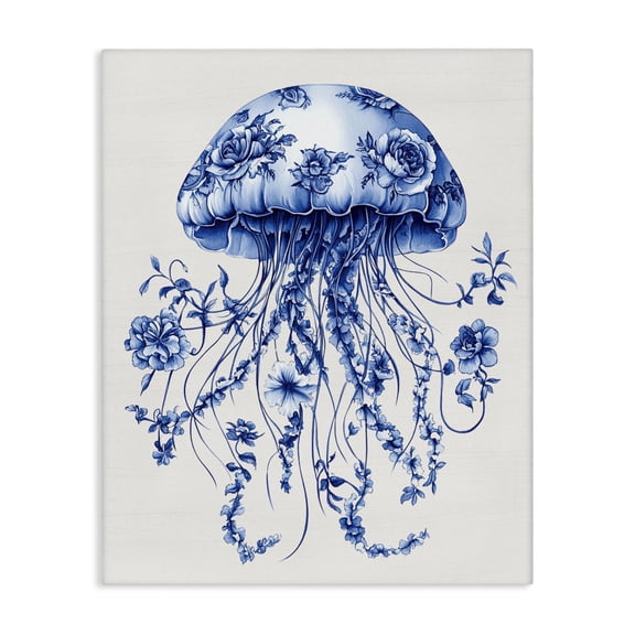 Funky Vintage Toile Jellyfish Canvas Wall Art, design by Lettered and Lined
