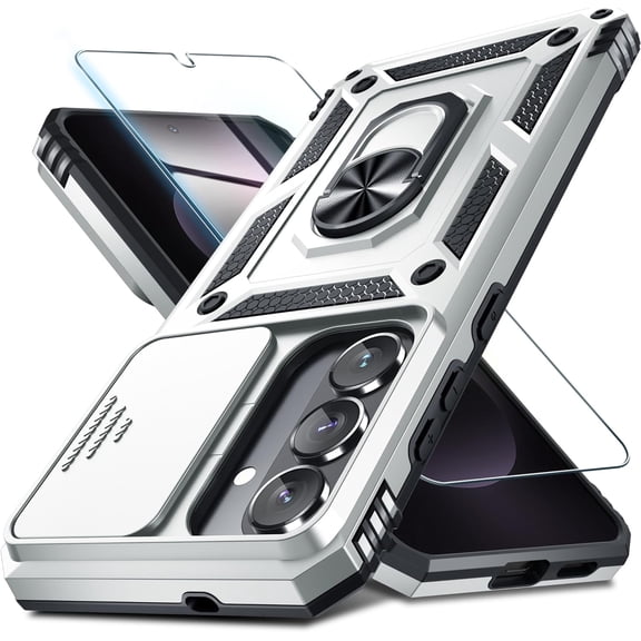 REQO Compatible with Samsung Galaxy S26 Plus Case Built in Slide Camera Lens Cover Screen Protector Finger Ring Holder Kickstand,Heavy Duty Shockproof Full Body Phone Cover,2026