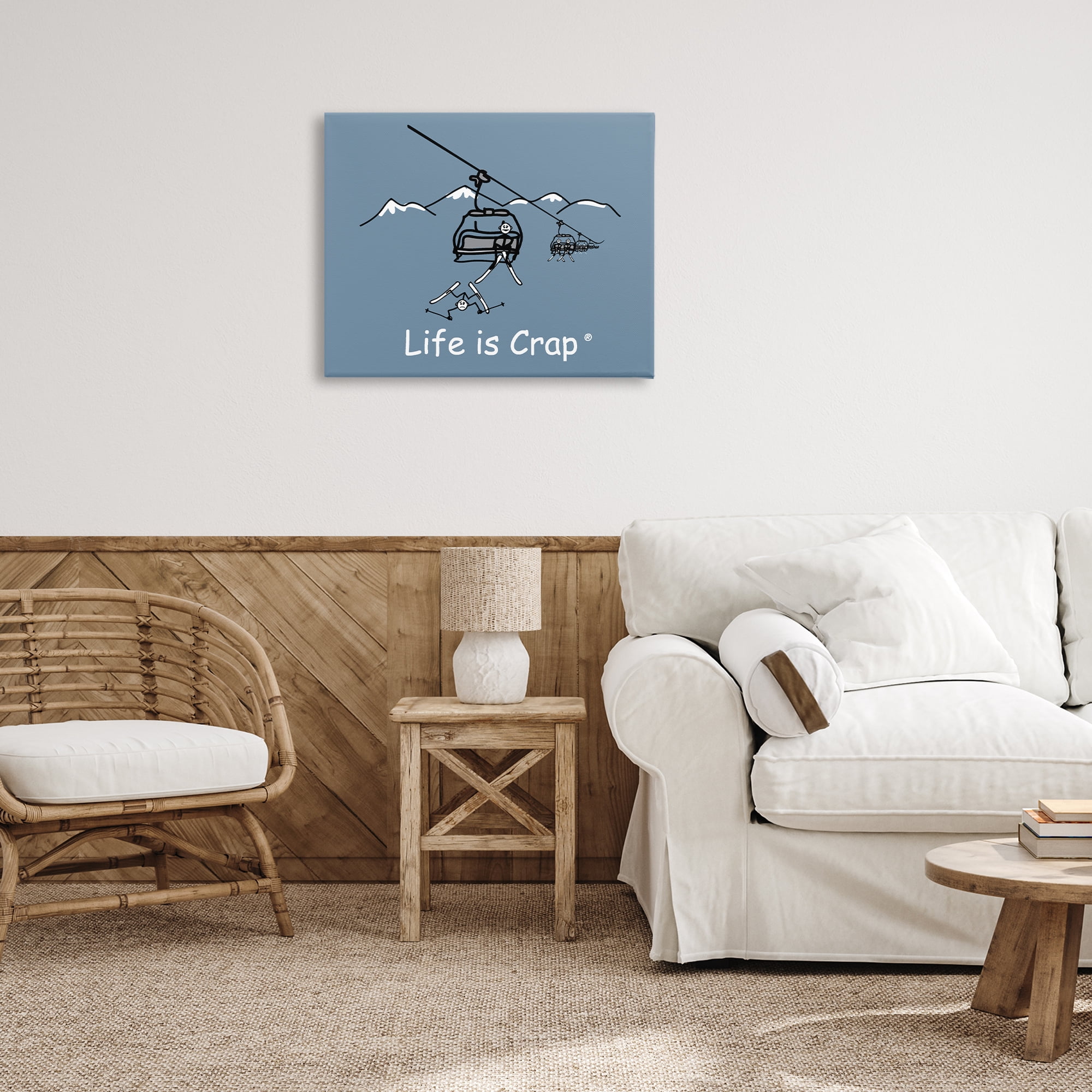 Stupell Industries Falling Ski Lift Novelty & Humor Painting Wrapped Canvas Art Print Wall Art, 30 x 24