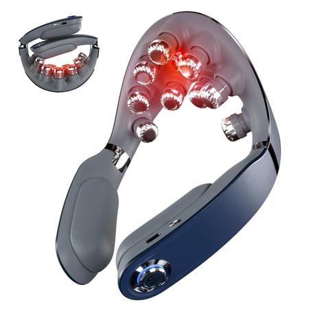 SKG Cordless Neck Massager for Pain Relief, 9D Deep Tissue Foldable Electric Massager with Heat & Vibration, Portable Gift for Men & Women