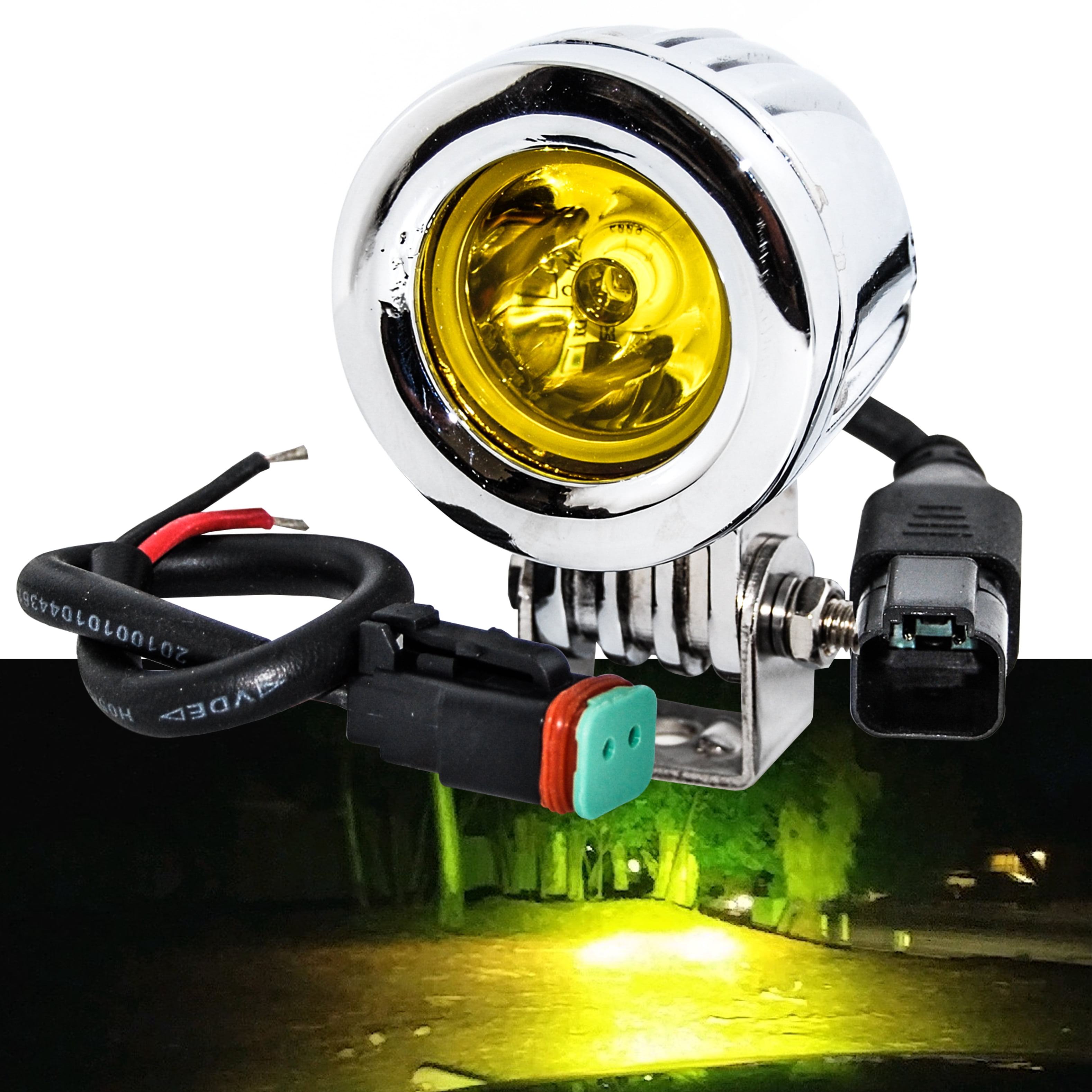 OZ-USA Amber LED Fog Lights Chrome Mini Trail Lights 20W Spot Beam for Motorcycle Off-Road Truck ATV UTV RV 12V