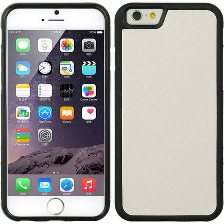 White Polycarbonate Shell - Mundaze Apple iPhone 6/6S Plus Carbon Fiber Textured Phone Case, White Ivory