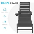 thumbnail image 2 of LOYALICE Adjustable Wheeled HDPE Plastic Outdoor Patio Lounge Chair W/ Cup Holder,78.3"x25.1"x16.3", Gray, 2 of 8