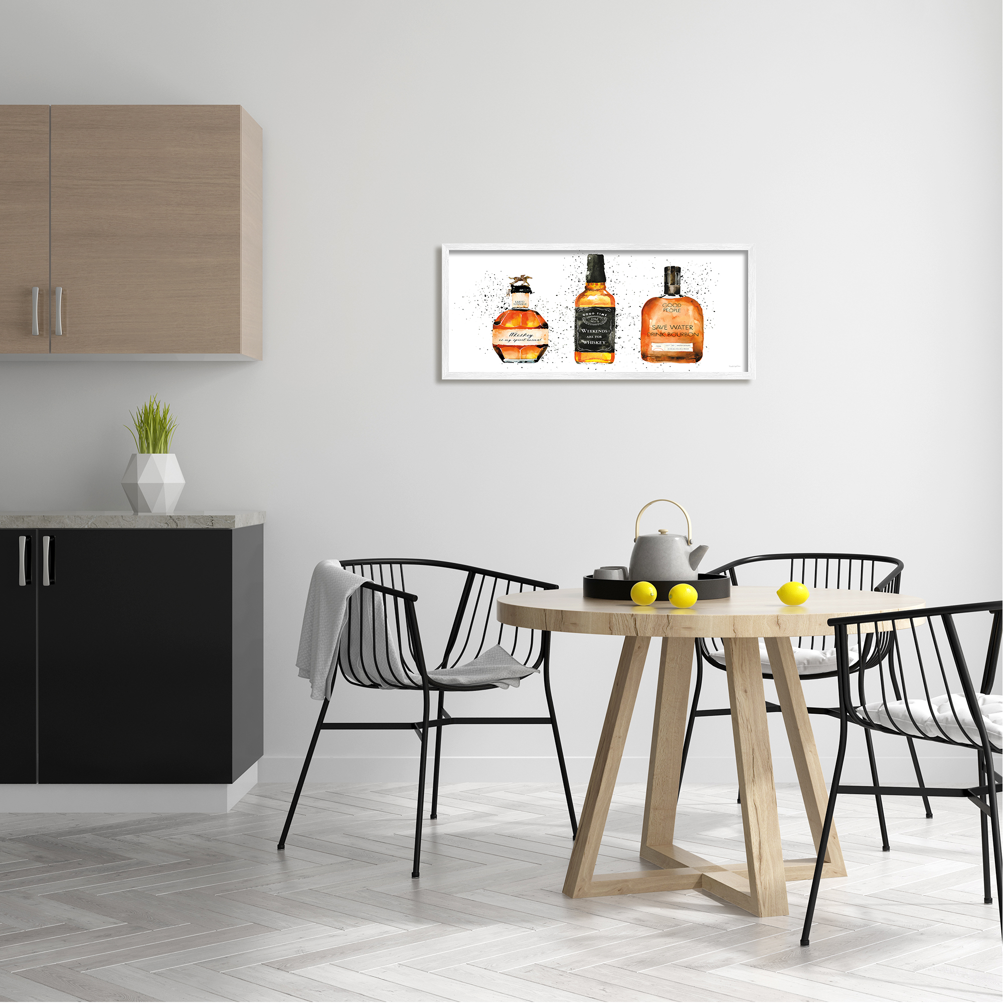 Stupell Industries Funny Whiskey Bottles Food & Beverage Painting White Framed Art Print Wall Art, 30 x 13
