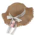 thumbnail image 2 of QSAWXQZ Women's Straw Sun Hat Wide Brim Bow Ribbon Beach Hat for Vacation Free Size, 2 of 5