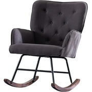 HOTORIL Modern Upholstered Velvet Rocking Chair Comfortable Nursery Rocker Chair with Solid Wood Base Living Room Accent Rocking Armchair for Adults Kids Relaxing- Hold 300lbs (A Type-Na