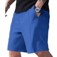 thumbnail image 5 of Dwellite Mens Shorts Waffle Knit Drawstring Shorts Stretch Elastic Waist Summer Beach Lounge Sweat Short Pants with Pocket 2026 Blue L, 5 of 8