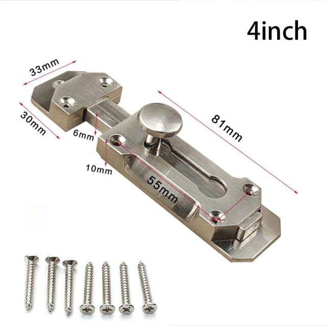 3/4/5inch Brushed Nickel Door Lock Slide Bolt Latch For Bathrooms Toilets & More