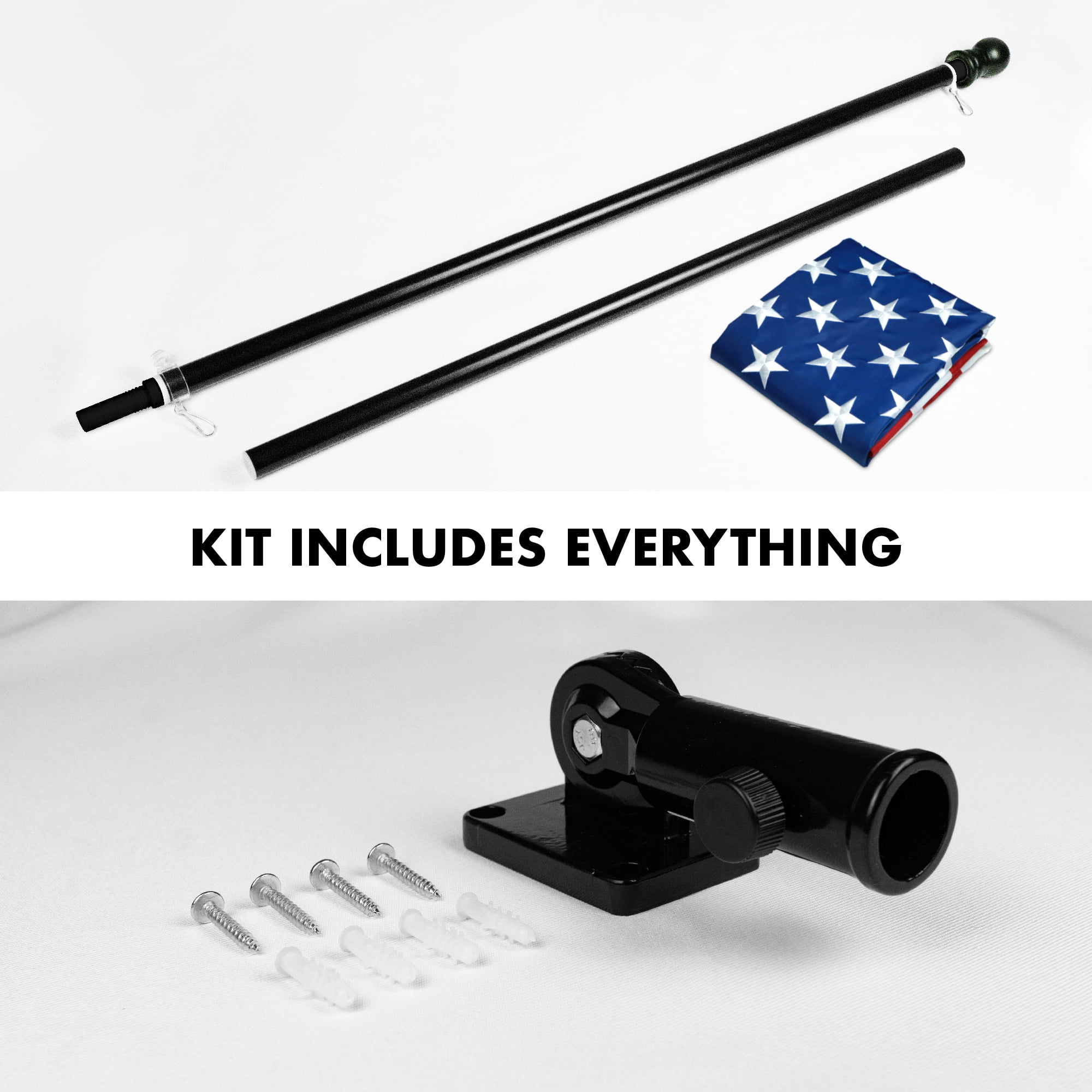 G128- Flag with Pole Set 2.5x4 ft Embroidered Grommets Type with 5ft Pole| 210D Polyester Indoor Outdoor