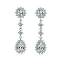 thumbnail image 2 of Bling Jewelry Womens Crown Halo Cubic Zirconia CZ Teardrop Chandelier Clip On Earrings Non-Pierced, 2 of 7