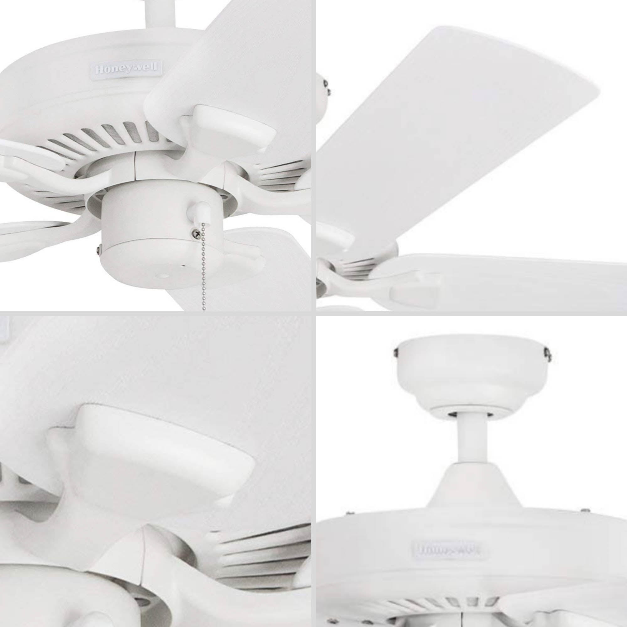 Honeywell Belmar 52" White Indoor/Outdoor Ceiling Fan with 5 Blades, Pull Chains & Reverse Airflow