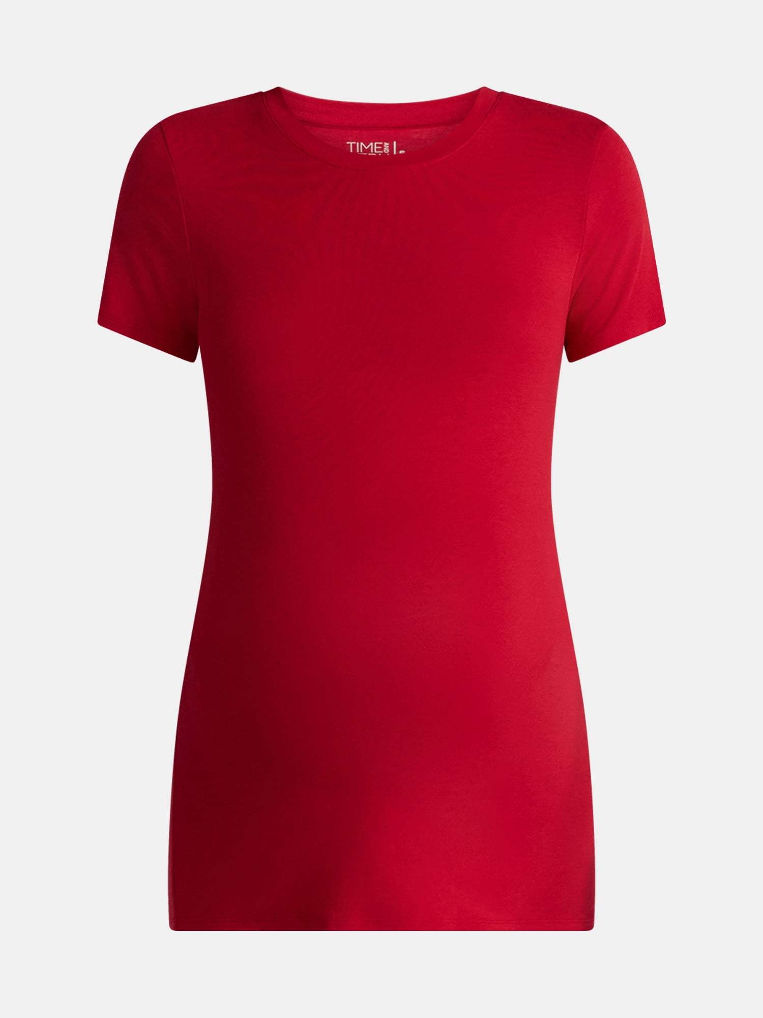 Time and Tru Women's Maternity Non Shirred Tee with Short Sleeves, Sizes S-XXL