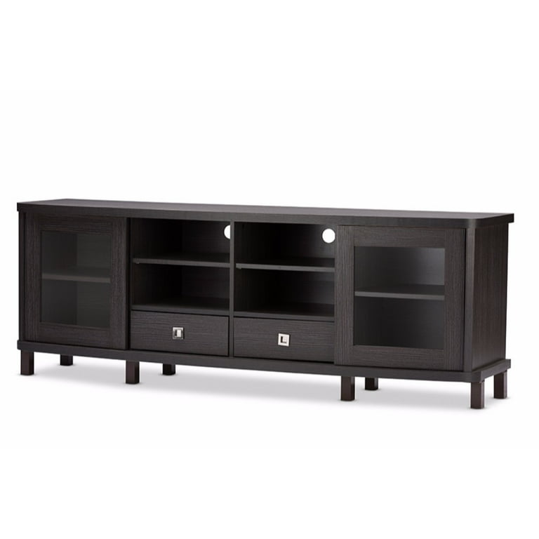 Baxton Studio Walda 70-Inch Dark Brown Wood TV Cabinet with 2 Sliding Doors and 2 Drawers Baxton Studio Walda 70-Inch Dark Brown Wood TV Cabinet with 2 Sliding Doors and 2 Drawers