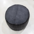 thumbnail image 5 of Round Shaped Goat Leather Handmade Eco-Friendly Black Pouf - Round Shape Pouf, 14" x 14"x 14", Plain Solid Pouf, Goat Leather Pouf, Recycled Cotton Fill Stuffed Pouf, Leather Seating Pouf, 5 of 5