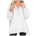 thumbnail image 1 of WEAIXIMIUNG Sweatshirts à Col Rond Graphiques Amusants pour Femmes Couleur Unie Col Rond Boutonné Sweat-Shirt Ample Pull Décontracté Automne/hiver, 1 of 5