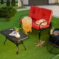 thumbnail image 2 of Costway 2PCS Patio LoveSeat Coffee Table Furniture Set  Bench W/ Cushions Red, 2 of 11