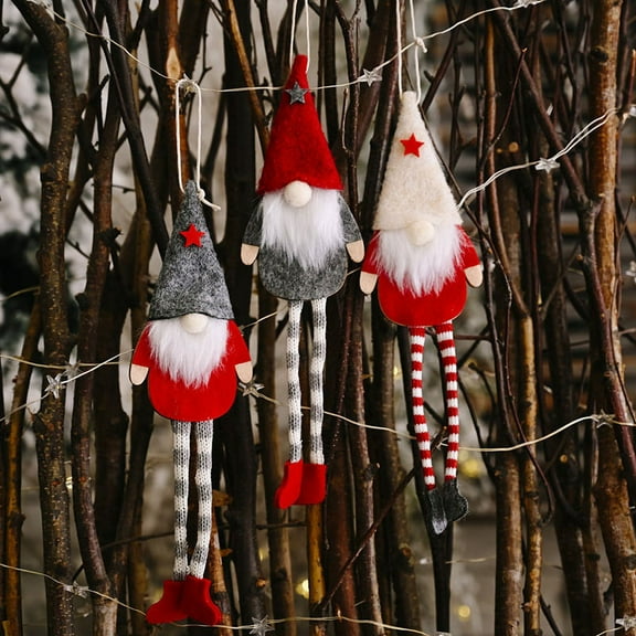 3 Pack Christmas Faceless Long Leg Gnome Santa Xmas Tree Hanging Drop Ornament Doll Decor，0k1184
