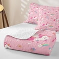 thumbnail image 4 of Erosebridal Girls Unicorn Quilt King,Cartoon Rainbow Print Cute Flowers King Coverlet Set For Kids,3-Piece, 4 of 7