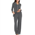 thumbnail image 5 of Maynos Women's Button Down Pajama Set V-Neck Long Sleeve Sleepwear Soft Pj Sets, 5 of 6