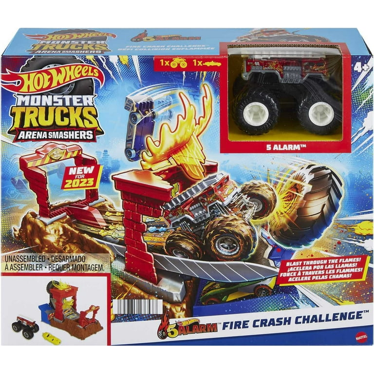 Hot Wheels Monster Trucks Arena Smashers 5-Alarm Fire Crash Challenge  Playset with 1 Toy Truck