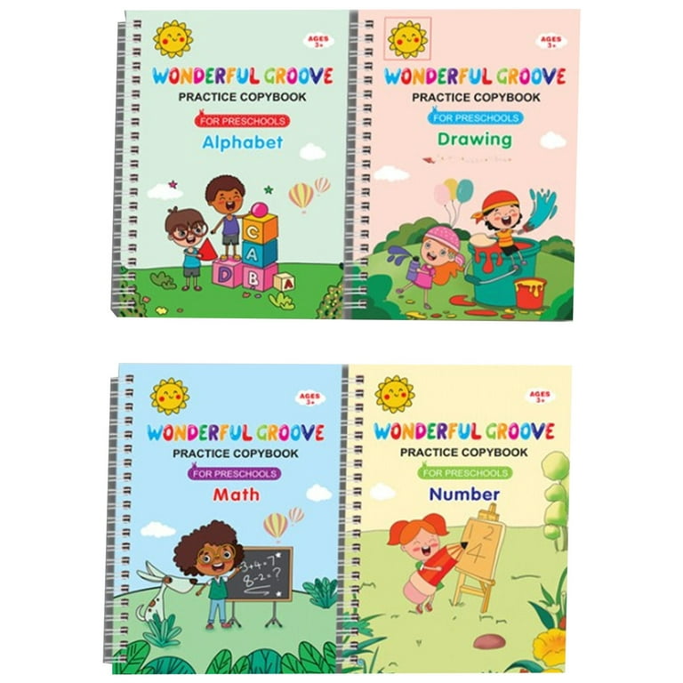  4 Pc Large Reusable Handwriting Practice Book for