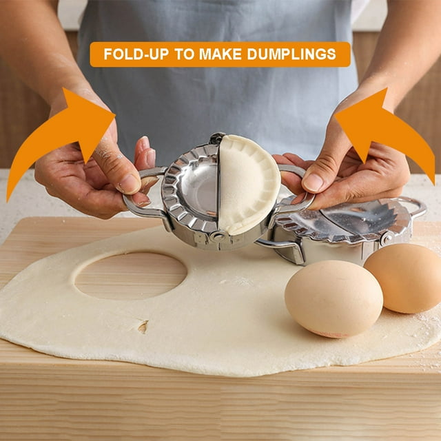 Molde de Acero Inoxidable 304 para Hacer Empanadas y Dumplings en Casa, Herramienta de Cocina Práctica y Fácil de Limpiar, Diseño de Doble Función para Cortar y Presionar Masa.