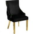 thumbnail image 3 of Meridian Furniture Tuft Black Velvet Dining Chair in Gold Finish (Set of 2), 3 of 6