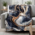 thumbnail image 2 of Navy Blue Marble Blanket Soft Cozy Warm Throw Blanket for Couch, Plush Fuzzy Flannel Fleece Blankets for Sofa, Nature Stone Abstract Bed Blankets Lightweight Gifts for Women, 50"x80", 2 of 9