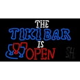 thumbnail image 1 of The Tiki Bar Is Open LED Neon Sign 13 x 24 - inches, Clear Edge Cut Acrylic Backing, with Dimmer - Bright and Premium built indoor LED Neon Sign for Bar decor., 1 of 7