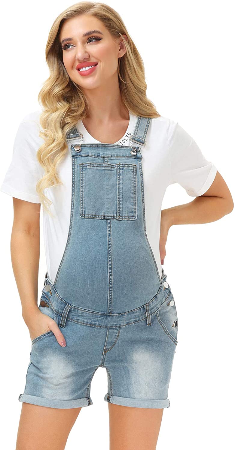 Maternity Denim Shortalls Adjustable 