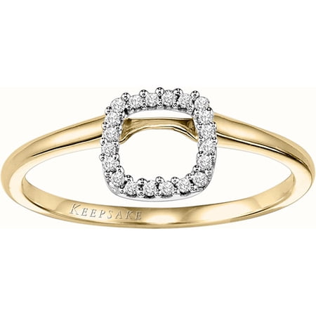 Keepsake Charming Square Diamond Accent Enhancer Ring in 10kt Yellow Gold