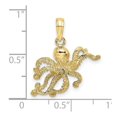 thumbnail image 2 of 20.6mm 10k Solid Yellow Gold 2-d and Textured Octopus Charm Pendant Necklace for Women - 1.3 Grams, 2 of 2