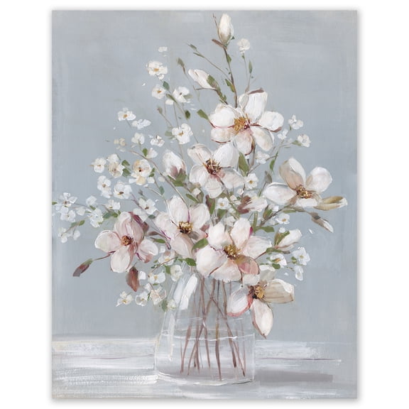 Classic White Flowers Gallery-Wrapped Canvas Wall Art