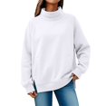 thumbnail image 3 of GZWYHT Mock Neck Sweatshirt Cowl Neck Sweater Women Fall Clothes Fall Sweatshirt Workout Sweatshirts Pullover Sweaters College Sweatshirt Mom Sweatshirt Long Sleeve Sweatshirt Tops，White，M, 3 of 8
