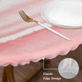 thumbnail image 3 of Pink Ombre Round Tablecloth, Fitted Table Cover with Elastic for 36"-44" Round Tables, Modern Abstract Art Farmhouse Table Cloth Outdoor Indoor Dinning Party Waterproof Tablecloths, 3 of 7