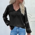 thumbnail image 5 of JSKUMAR Ladies Elegant Blouses Long Sleeve V Neck Dressy Tops Lace Patchwork Hollow Out Casual Loose Shirts Comfort Pullovers Black,S, 5 of 5