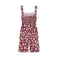 thumbnail image 5 of Summer One Piece Rompers for Women Sleeveless Boho Shorts Romper Womens Retro Floral Smocked Casual Jumpsuit, Pink, L, 5 of 7