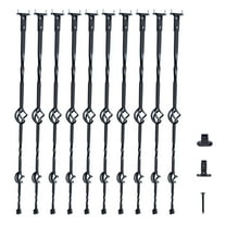KFFKFF Metallic Stair Balusters, 44'' x 1/2'' Zinc-Coated Steel Aesthetic Railing Spindles, Set of 10 Deck Baluster Featuring Hollow Dual Baskets, Helical Stair Handrail Including Shoes & Bolts