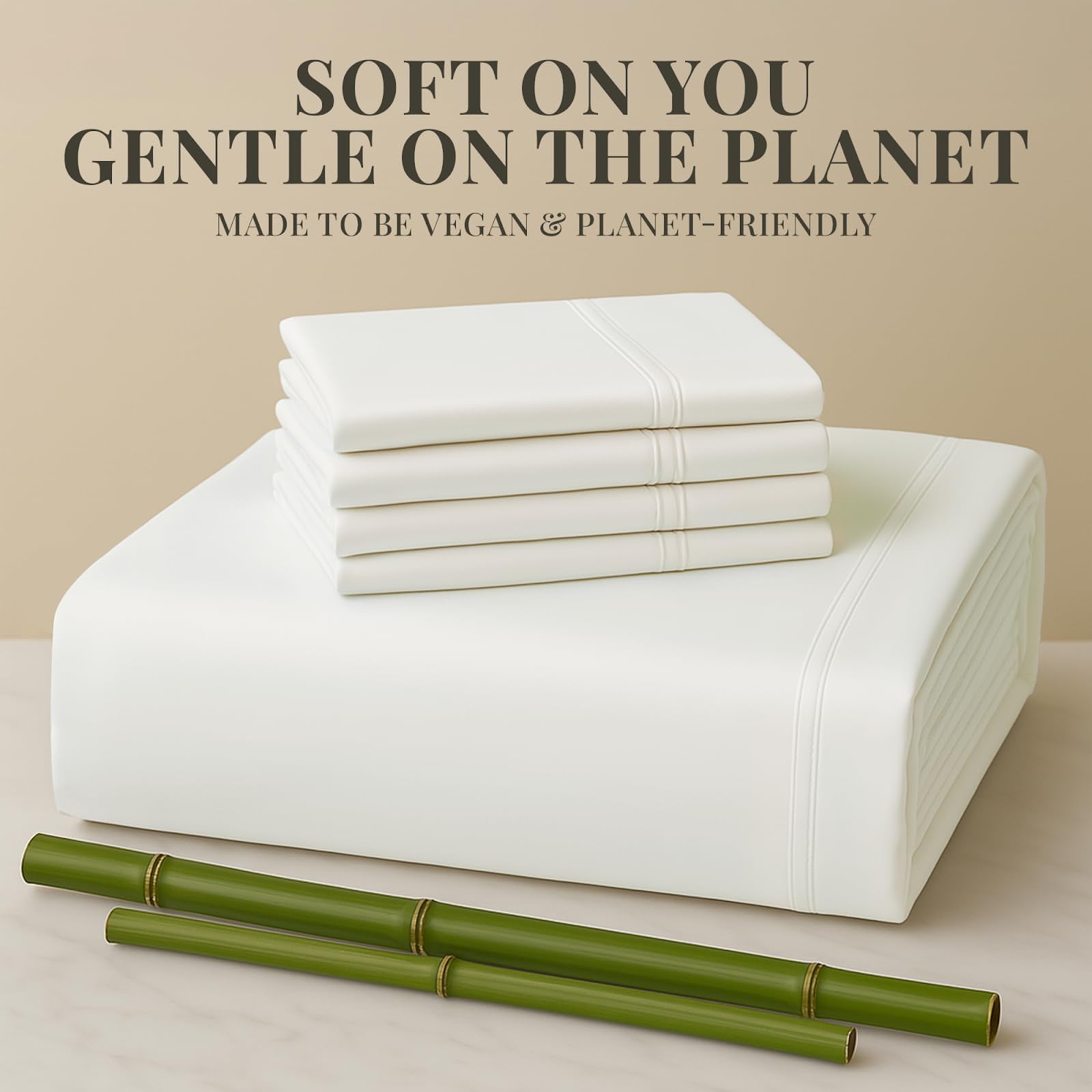 Sacred Thread Rayon Derived from Bamboo Sheets Queen Size, 18'' Deep Pocket Cooling Sheets for Hot Sleepers, 6 PC Cooling Sheets (Queen Size) (White)