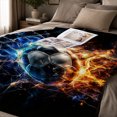 thumbnail image 2 of Rdsfhsp Flaming Soccer Ball Dynamic Burst Sports Flannel Throw Blanket Soft Warm Fleece Blanket for Kids Soccer Fans Couch Decor, 2 of 5