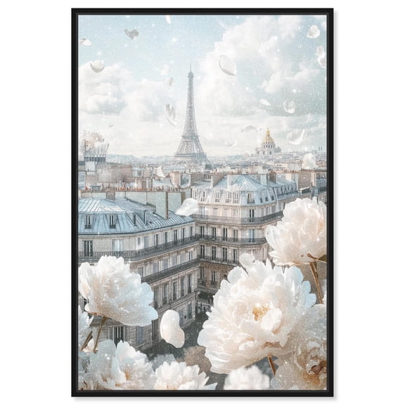 Peonies Over Paris Canvas Glam Wall Decor by Art Remedy, Black Frame, 10 x 15
