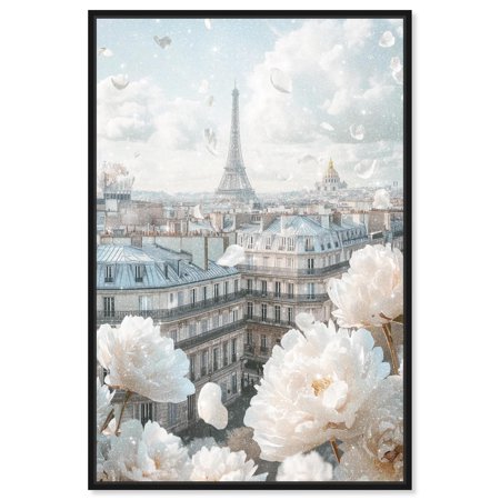 Peonies Over Paris Canvas Glam Wall Decor by Art Remedy, Black Frame, 10 x 15