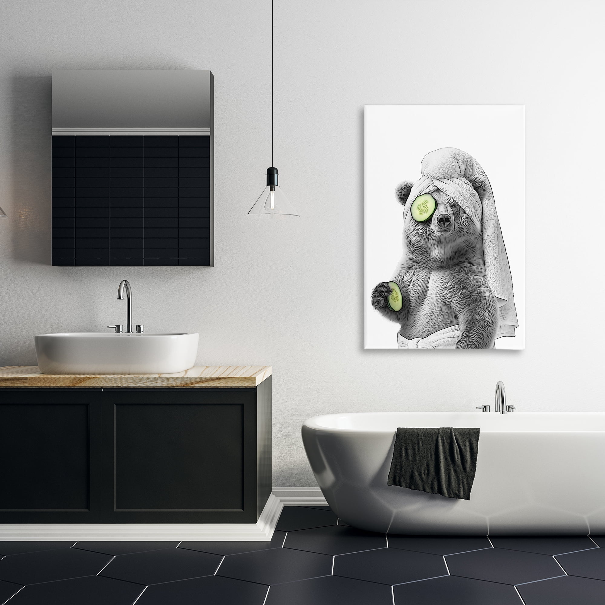 Stupell Industries Fun Bear Face Mask Typography Painting Gallery Wrapped Canvas Art Print Wall Art, 24 x 36